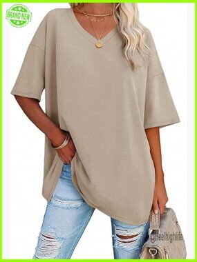 Oversized V-Neck Tee - Plus Size Workout & Casual Top